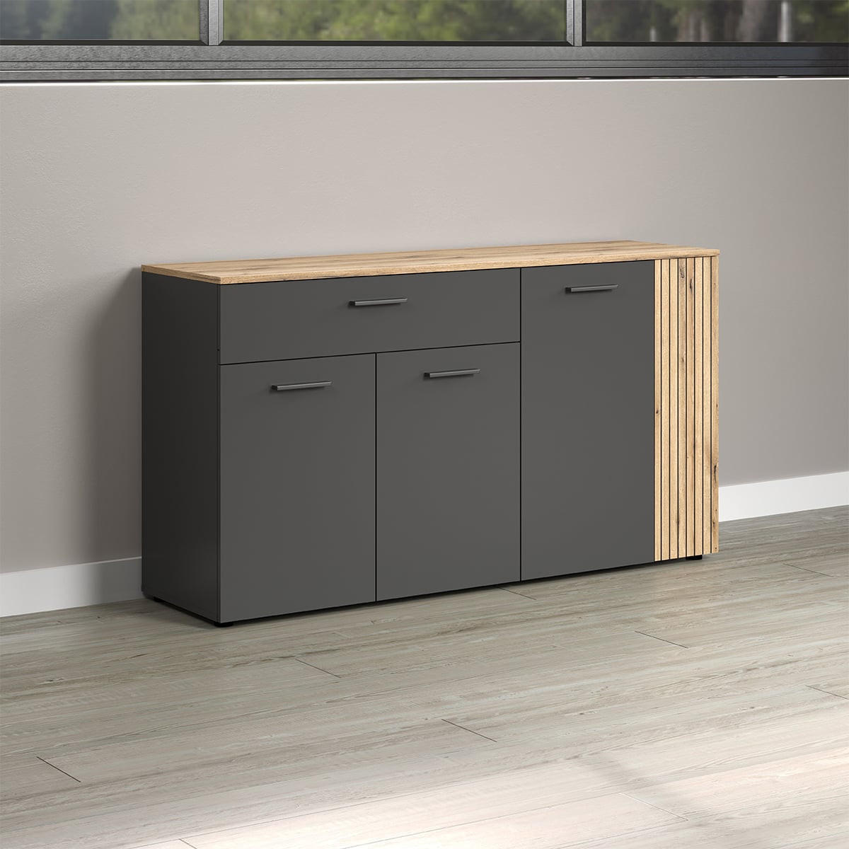 SIDEBOARD Esteban Anthrazit - Anthrazit, Holzwerkstoff (150/83/42cm) - Trendteam