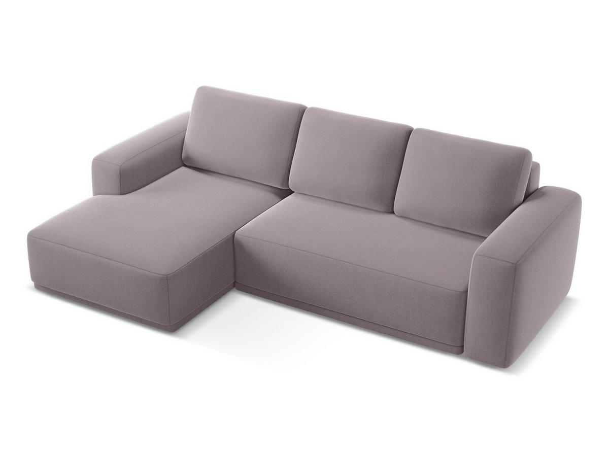 ECKSOFA mit Schlaffunktion Samt Stoff Violett - Lila/Flieder, Kunststoff/Textil (258/160cm) - Makamii