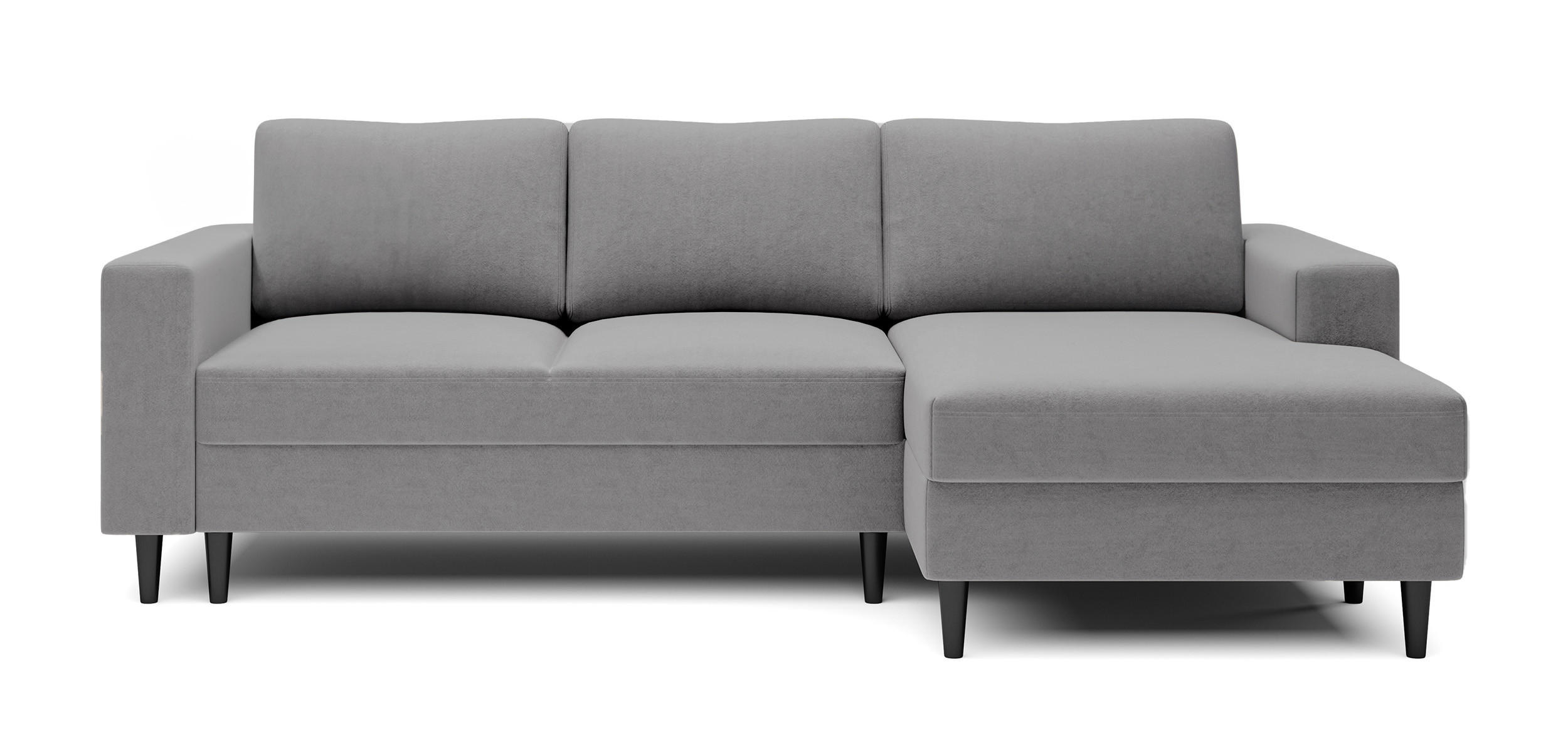 ECKSOFA Nalika Grau Velours - Schwarz/Grau, Holz/Textil (230/143cm) - Selsey