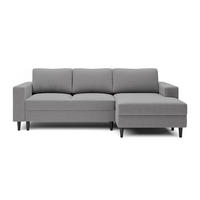 ECKSOFA Nalika Grau Velours - Schwarz/Grau, Holz/Textil (230/143cm) - Selsey