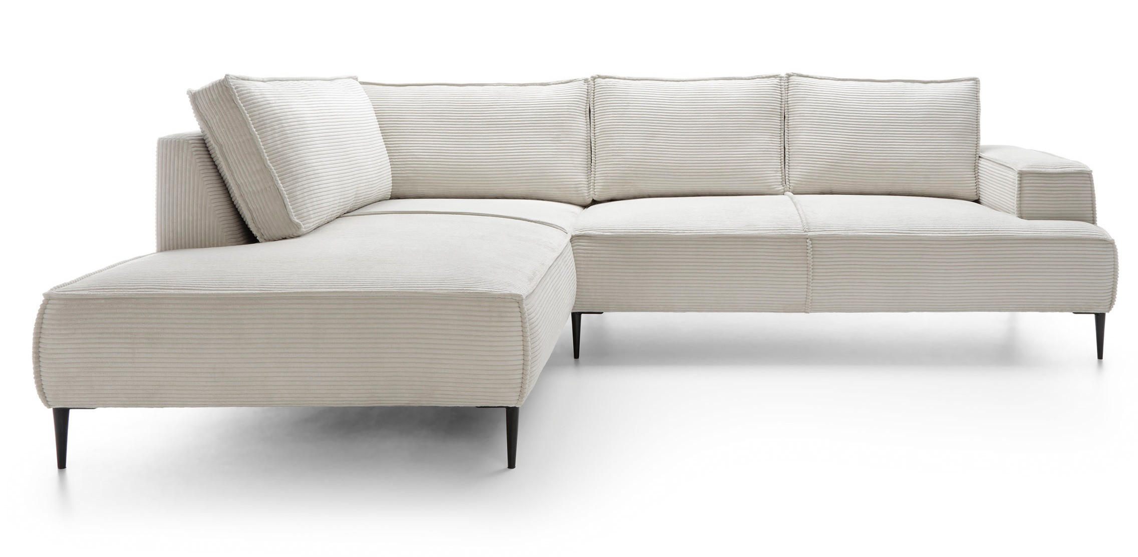 SCHLAFSOFA 275 cm L-Form Harmonia mit Beinen, Links, Vanille - Beige, Holz (275/195cm) - Emporius
