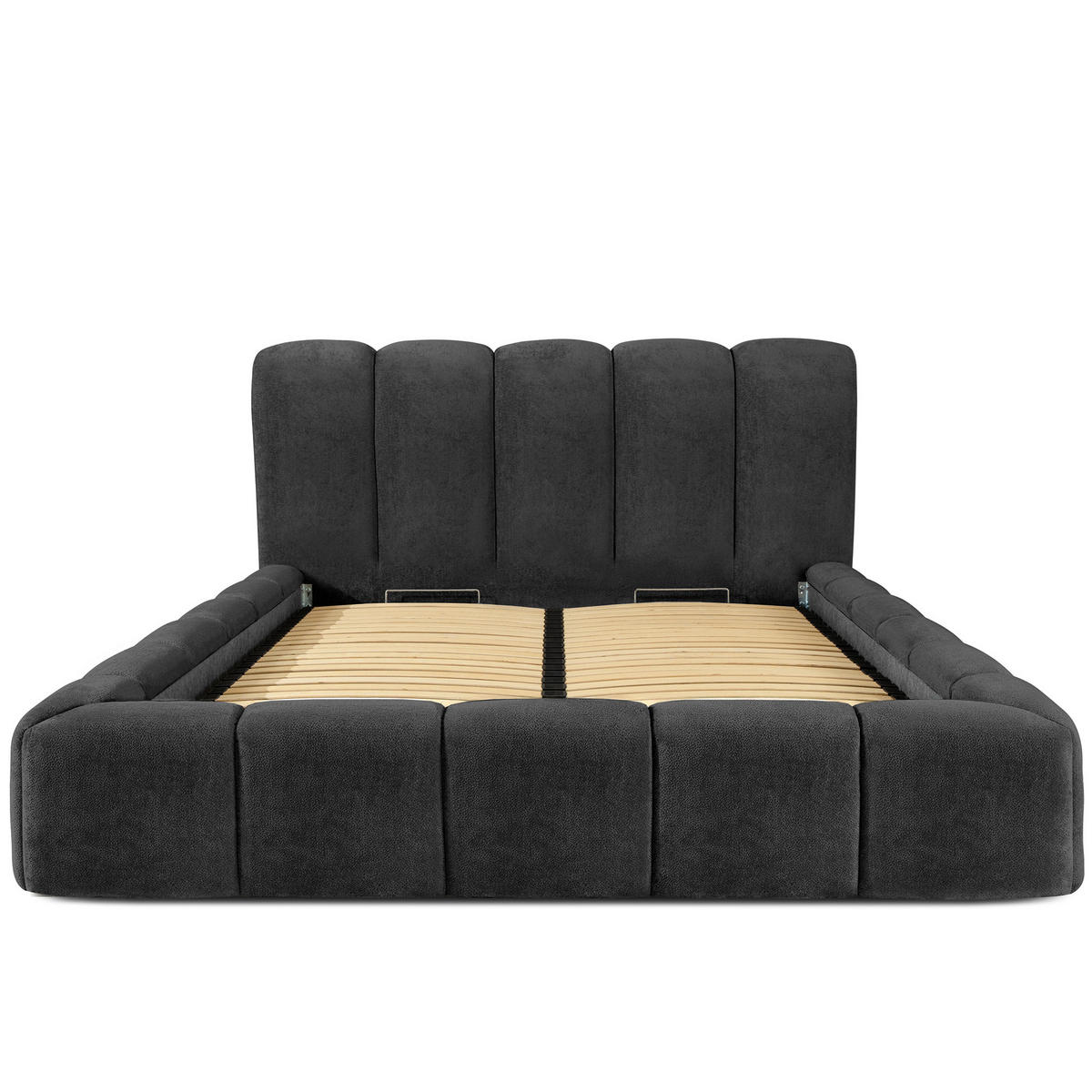 POLSTERBETT MERIDE Chenille, Anthrazit - Anthrazit/Schwarz, Holz/Textil (160/200cm) - KONSIMO®