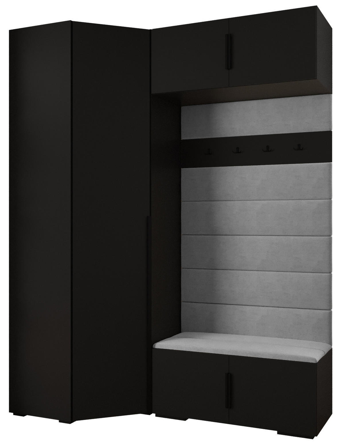 GARDEROBEN-SET 236,7/181,7/47 - Schwarz/Grau, Holz/Metall (181.7/236.7/47cm) - Abiks Möbel