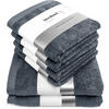 6ER Set Pura Anthrazit 2x Duschtuch + 4x Handtuch - Anthrazit, Textil (50/100cm) - Herzbach Home
