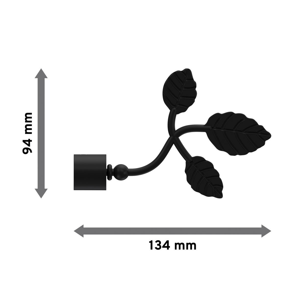 ENDSTÜCKE FÜR GARDINENSTANGEN 16 mm Ø, Alessia Schwarz, Packung 2 Stück - Schwarz, Metall (13.4/9.4/9.4cm) - INTERDECO