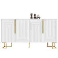 KOMODA z MDF 152x40x75 cm bílá se 2 dvířky, 4 přihrádkami a geometrickým čelem - bílá, kompozitní dřevo (152/75/40cm) - Modfu