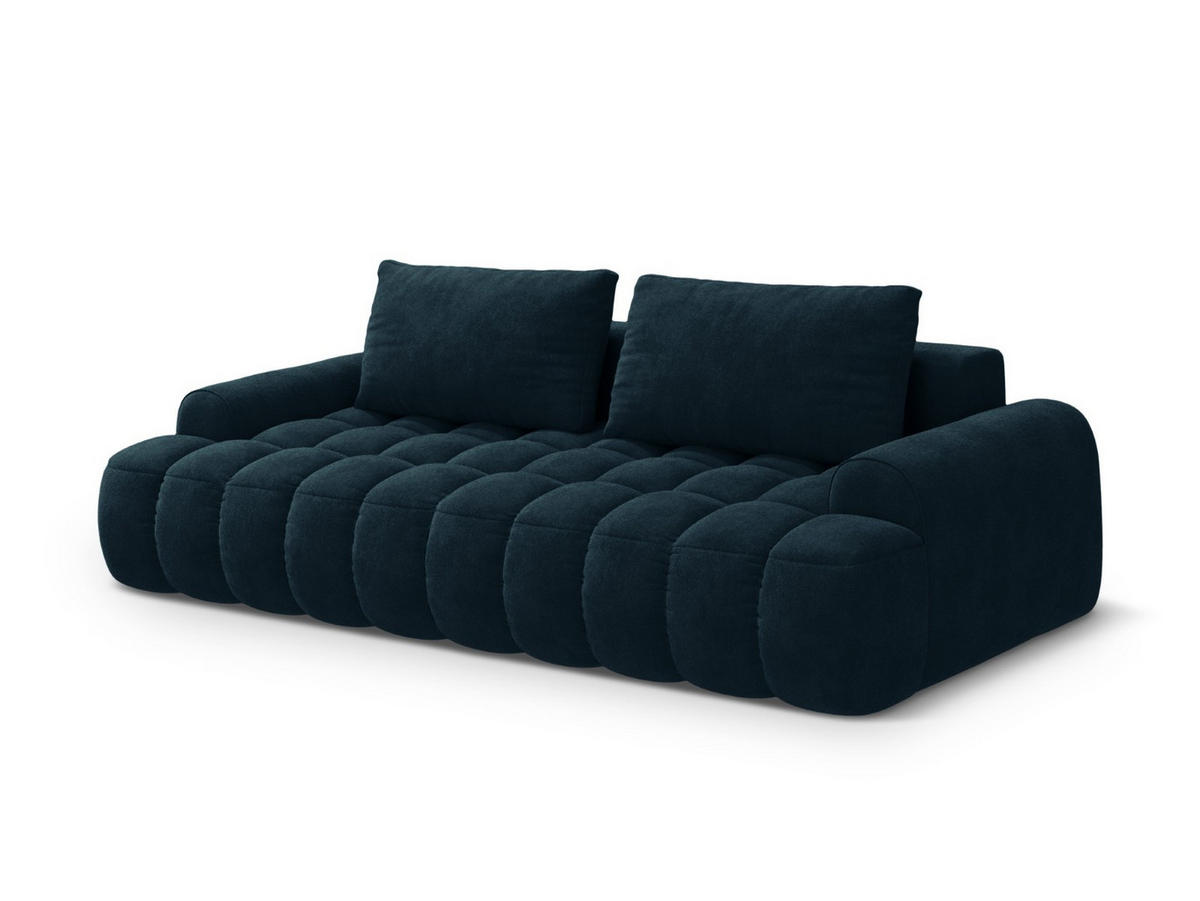 AUSKLAPPBARES-SOFA mit Bettkasten Linz aus Samt petrol 4 Sitzplätze - Petrol, Textil (100/84/250cm) - Cosmopolitan Design
