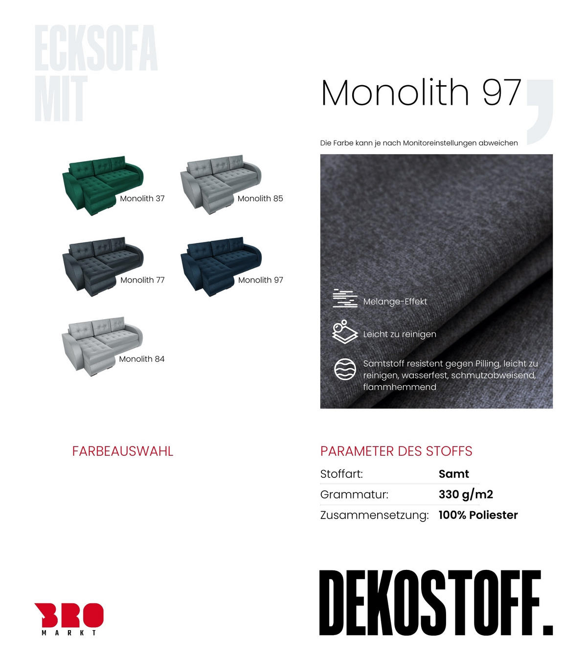 ECKSOFA Bergen mit Schlaffunktion Graphit Samtstoff - Graphitfarben, Textil (238/141cm) - Bromarkt