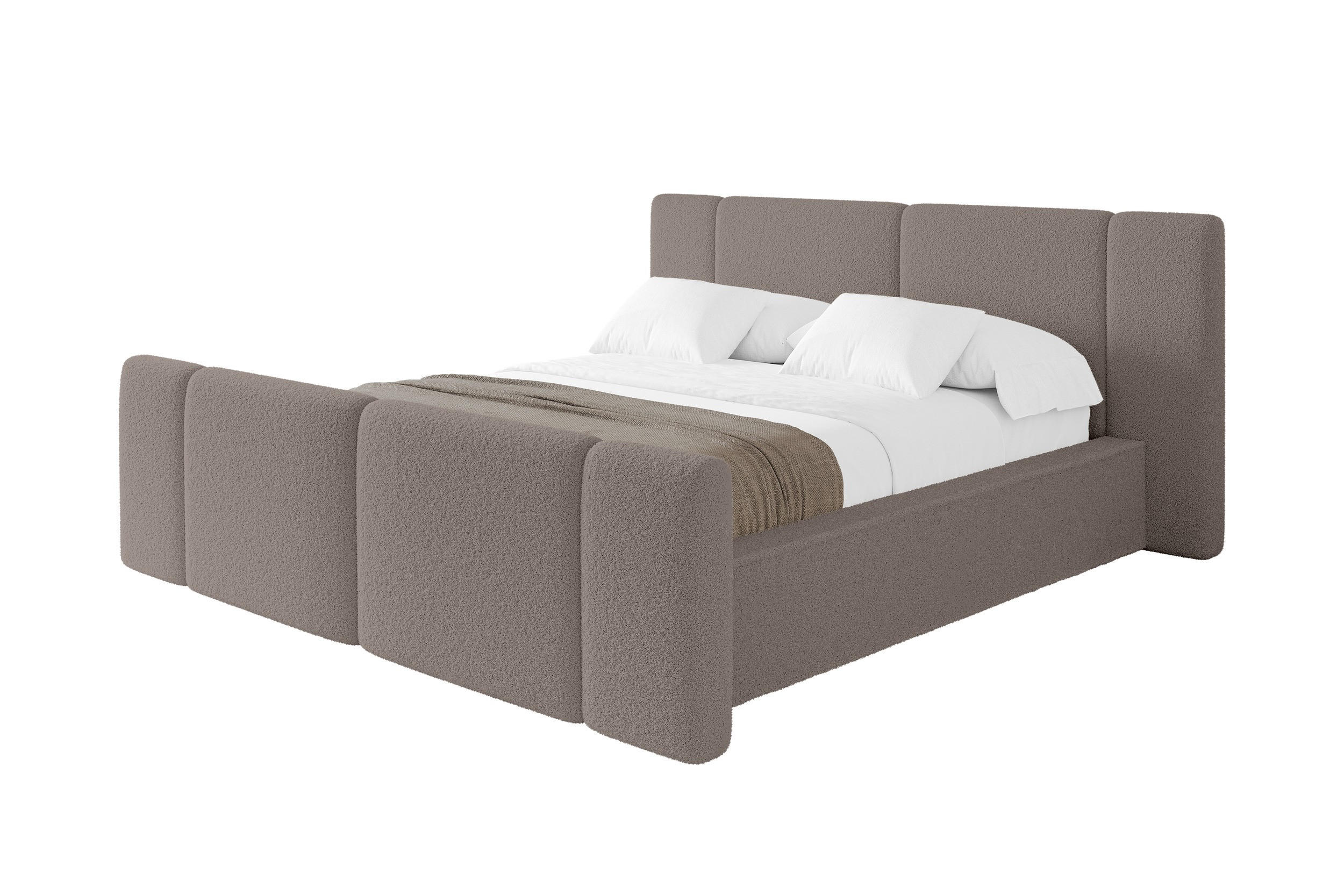 POLSTERBETT mit Bettkasten, Fußteil und Lattenrost, Bett mit Matratze H3/H4 - RIVO-Z 140x200 Braun - Braun, Holzwerkstoff/Textil (140/200cm) - ALTDECOR