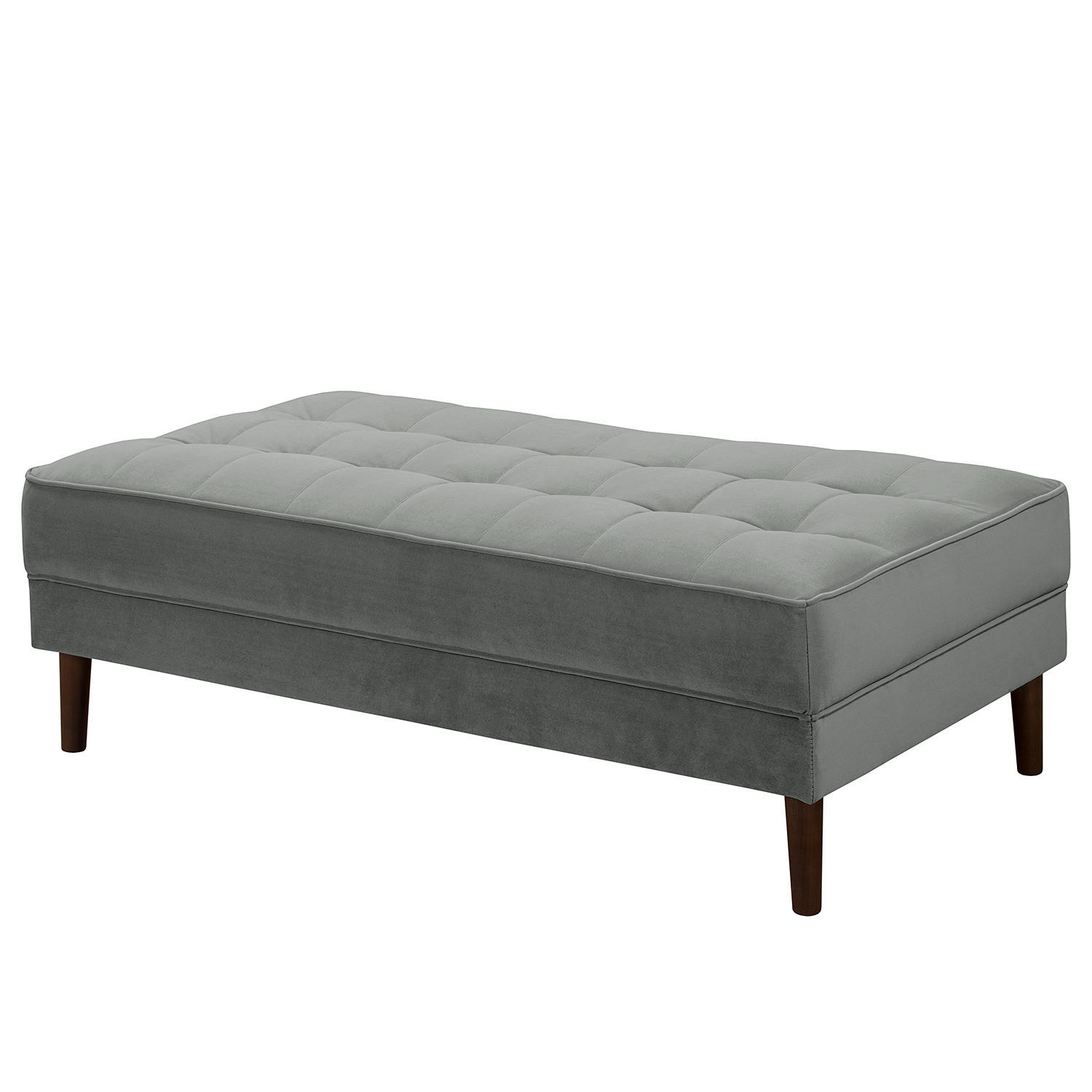 HOCKERBANK - Samt - Grau, Birkenholz/Textil (124/43/69cm) - home24