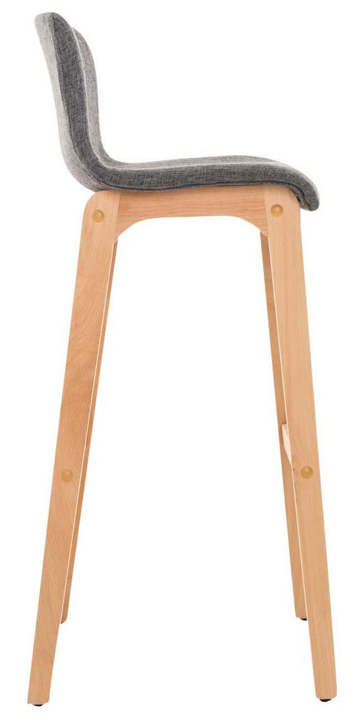 BARHOCKER 2er Set Stoff hellgrau - Eukalyptusholzfarben/Hellgrau, Holz/Textil (41/101/46cm) - CLP