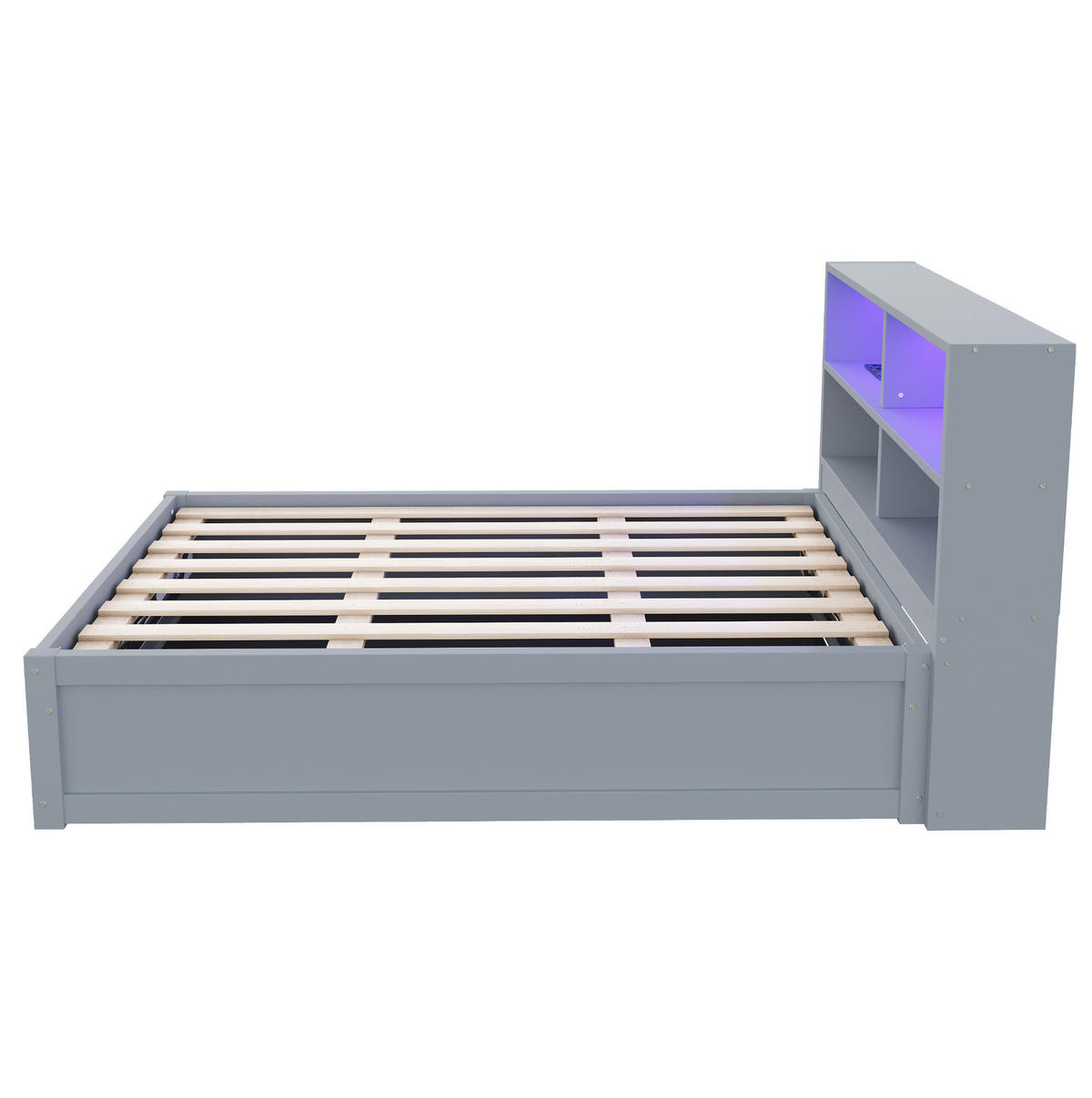 SCHLAFSOFA 90/200 cm aus Massivholz mit LED-Beleuchtung, Steckdose und 4 Ablagefächern, Grau - Grau, Holz (220.5/82/98cm) - Redom
