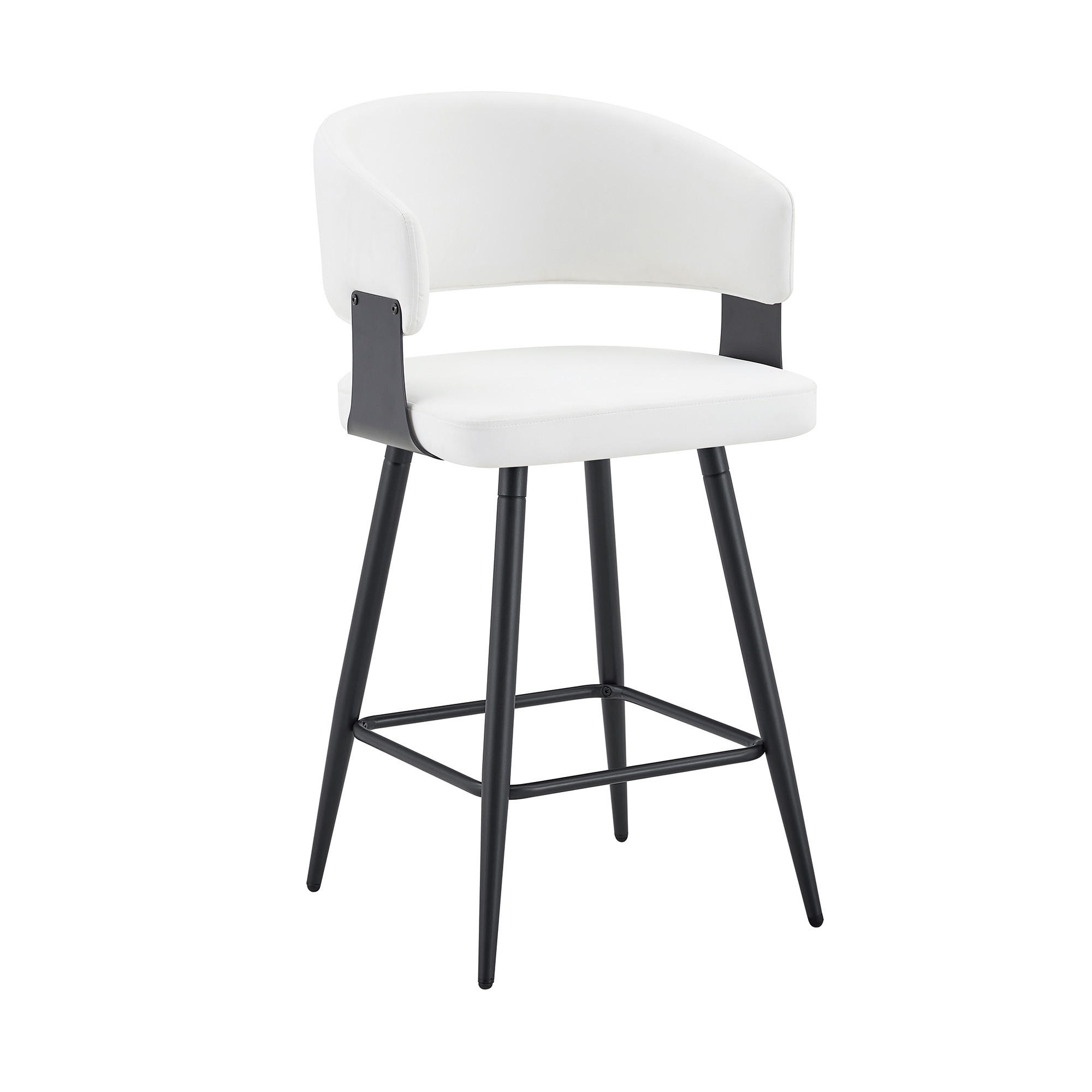 BARHOCKER DE-36675 2er-Set mit Kunstlederbezug und Metallgestell Schwarz - Weiß, Metall (47/94.5/46cm) - ComfortXL
