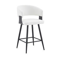 BARHOCKER DE-36675 2er-Set mit Kunstlederbezug und Metallgestell Schwarz - Weiß, Metall (47/94.5/46cm) - ComfortXL