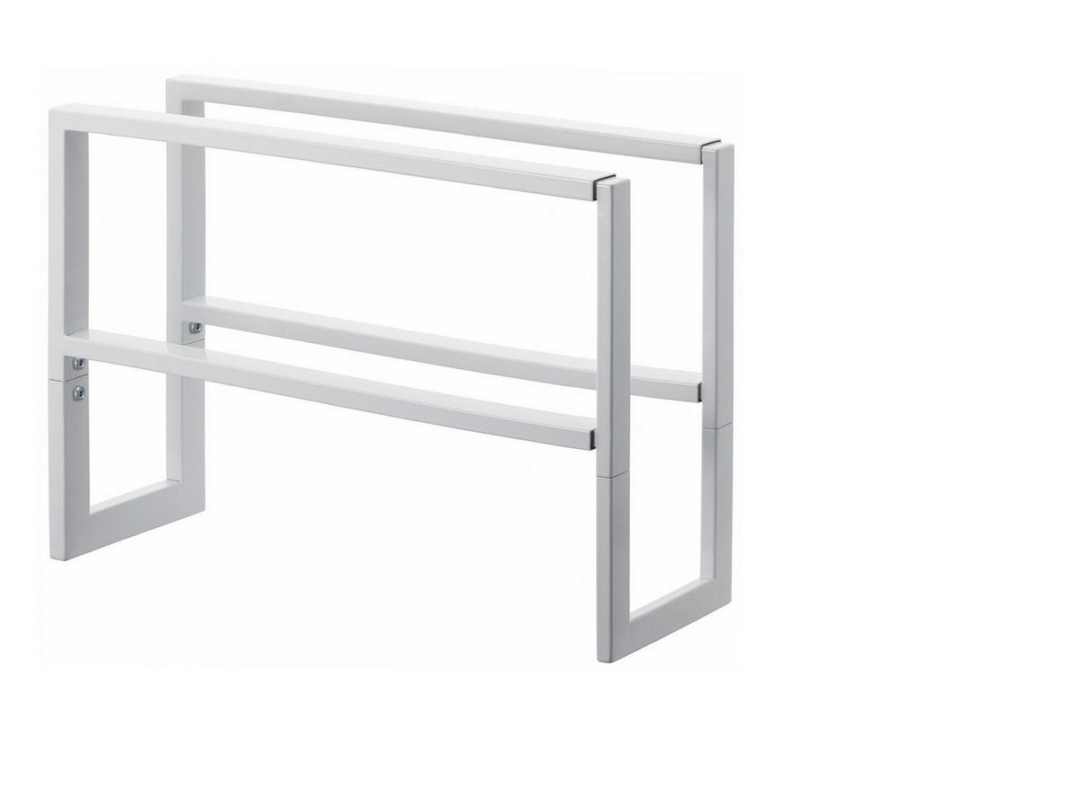 SCHUHREGAL Line weiß 38/30/15 cm ausziehbar bis 70cm - Weiß, Metall (38/30/15cm) - Yamazaki
