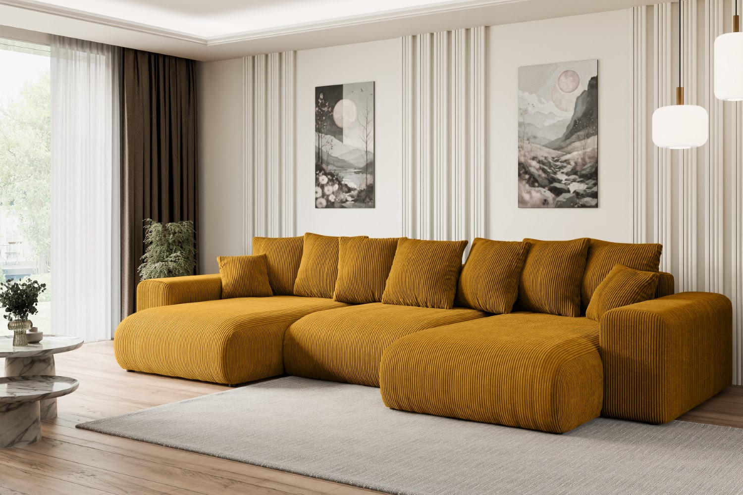 Thumbnail - Altdecor Wohnlandschaft, Gelb, Textil, 6-Sitzer, 364x84x176 cm, Wohnzimmer, Sofas & Couches, Wohnlandschaften, Wohnlands...