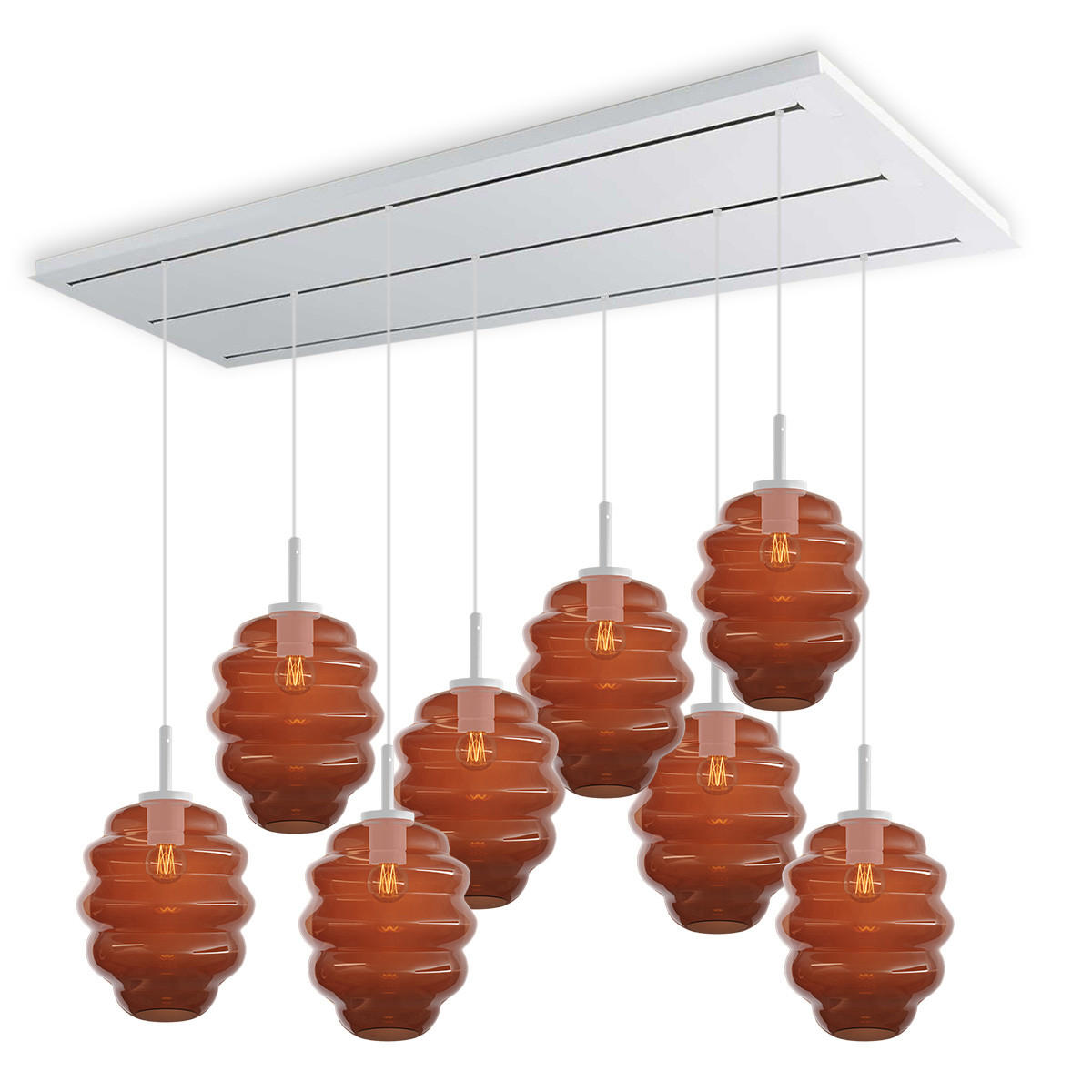 HÄNGELEUCHTE Echos 8-flammig Braun Ø 25cm - Braun/Weiß, Glas (25/25/28cm) - s.luce
