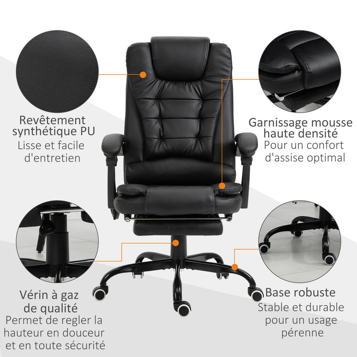 CHEFSESSEL DE-11645 ergonomisch mit Massagefunktion & Fußstütze Schwarz - Schwarz, Metall (79/121/67cm) - ComfortXL