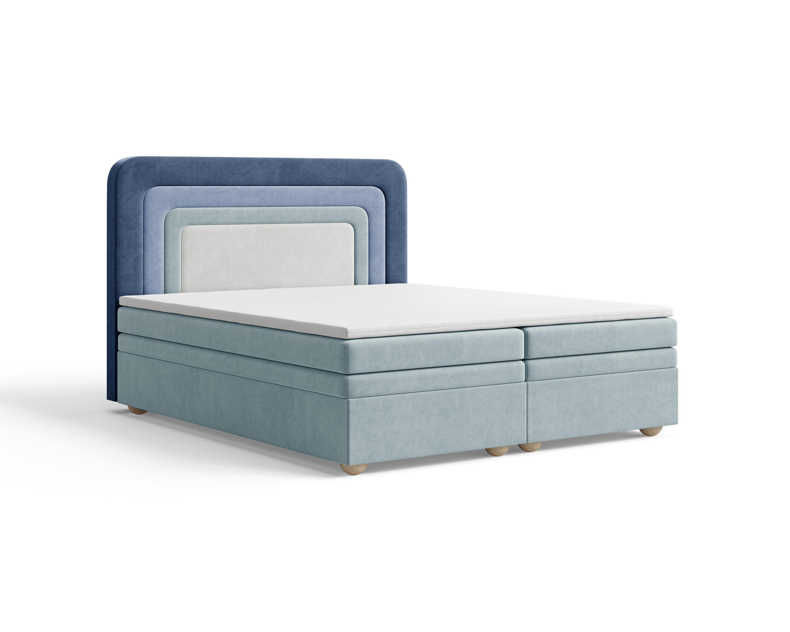 BOXBETT - Bett 10 NEST - Riviera - 140x200 cm - Modernes Polsterbett mit Bettkasten - Dunkelblau, Holz (140/200cm) - ROYAL24_MARKT