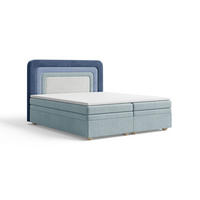 BOXBETT - Bett 10 NEST - Riviera - 140x200 cm - Modernes Polsterbett mit Bettkasten - Dunkelblau, Holz (140/200cm) - ROYAL24_MARKT