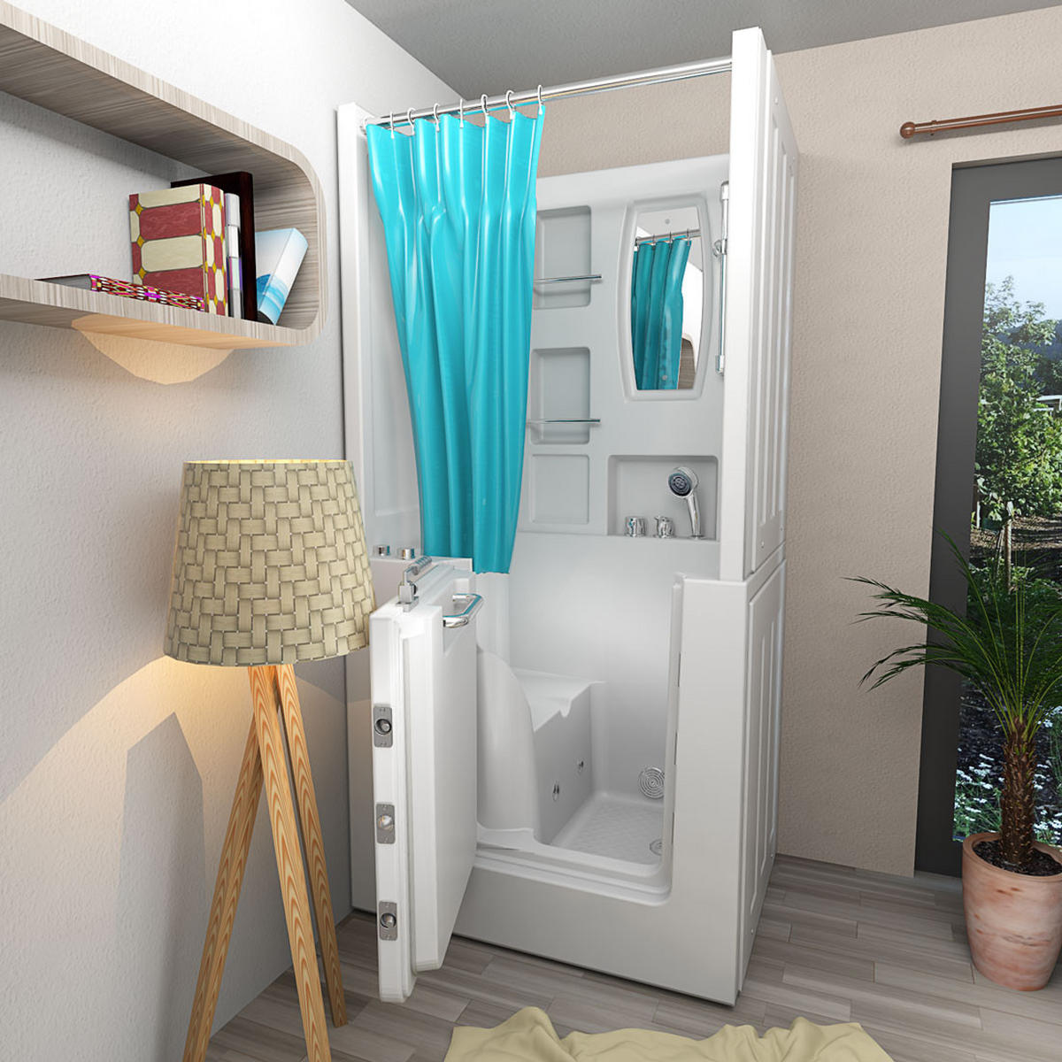 DUSCHE Whirlpool mit Tür S02D-WP-A-L - Weiß, Glas/Kunststoff (78/100/205cm) - AcquaVapore by Sandra Jentho