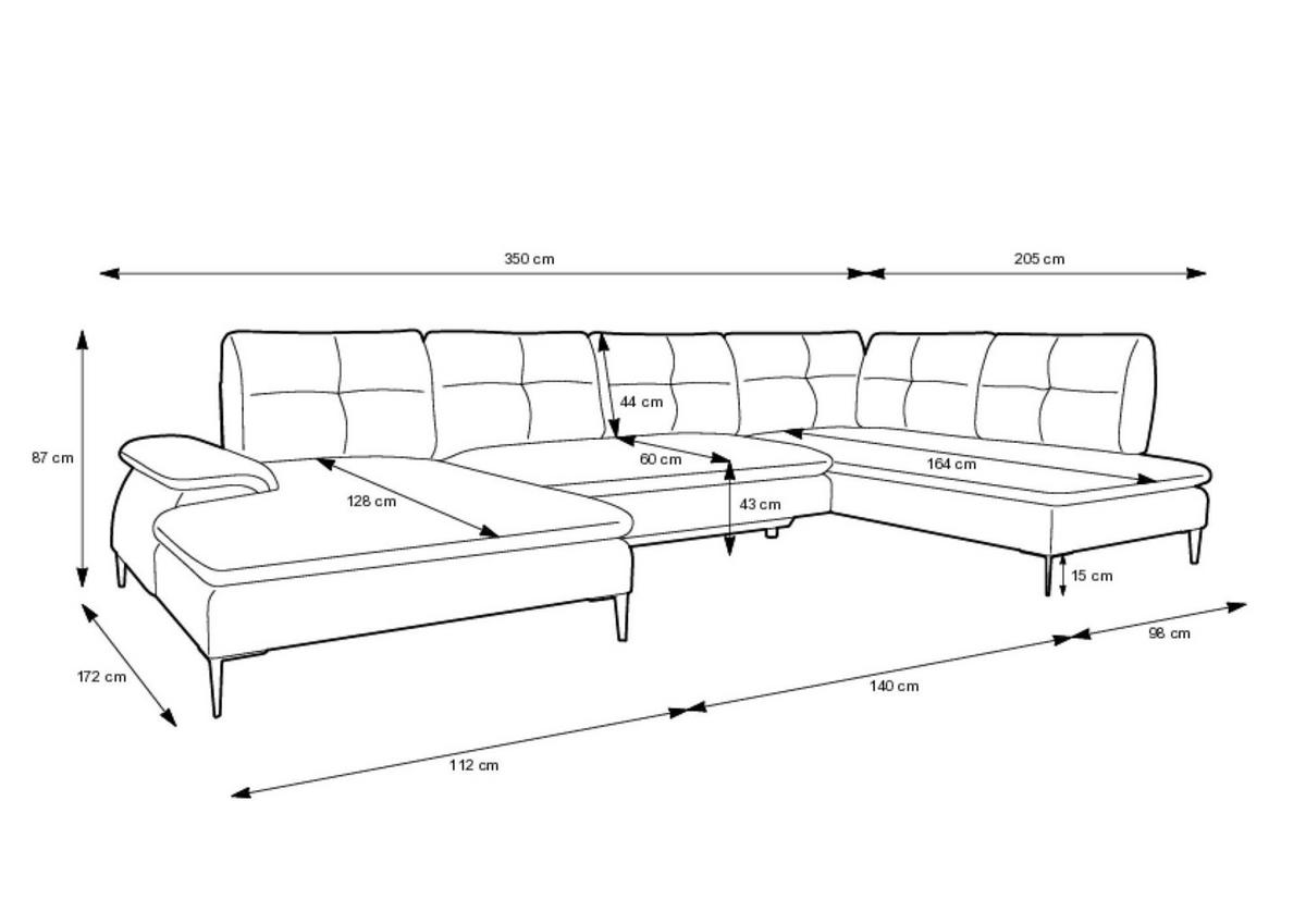 ECKSOFA ZONDA Beige 350x205x87 cm - Beige, Textil (350/205cm) - FURNLUX