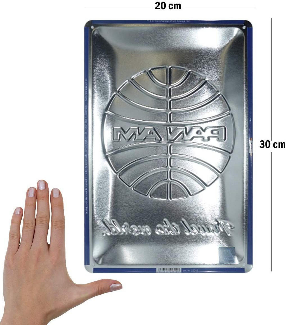 BLECHSCHILD 20/30 cm Pan Am Travel the World Logo White - Multicolor, Metall (20/30/0.2cm) - Nostalgic-Art