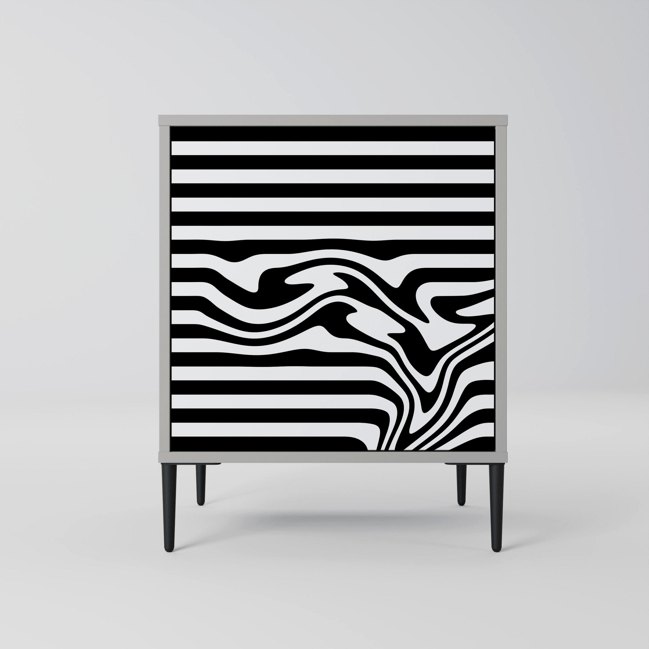 SIDEBOARD SPECTRA SHOWCASE, Grau, 57,5x42x72,5 cm, Schwarze Metallfüße - Multicolor/Schwarz, Holzwerkstoff/Metall (57.5/72.5/42cm) - SpaceRebels