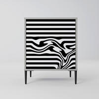 SIDEBOARD SPECTRA SHOWCASE, Grau, 57,5x42x72,5 cm, Schwarze Metallfüße - Multicolor/Schwarz, Holzwerkstoff/Metall (57.5/72.5/42cm) - SpaceRebels