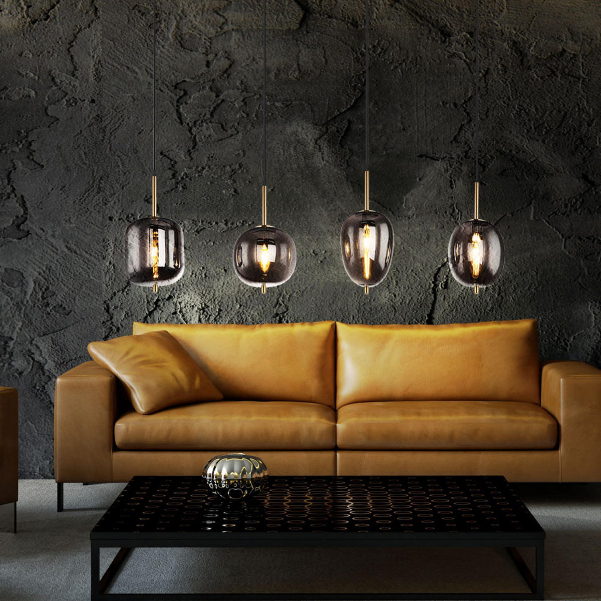 HÄNGELEUCHTE BLACKY I Metall Grau - Grau, Glas (110/18.5/120cm) - Globo Lighting