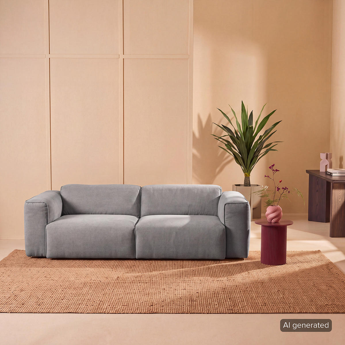 3-SITZER SOFA - Schwarz/Hellblau, Kunststoff/Textil (251/71/102cm) - home24