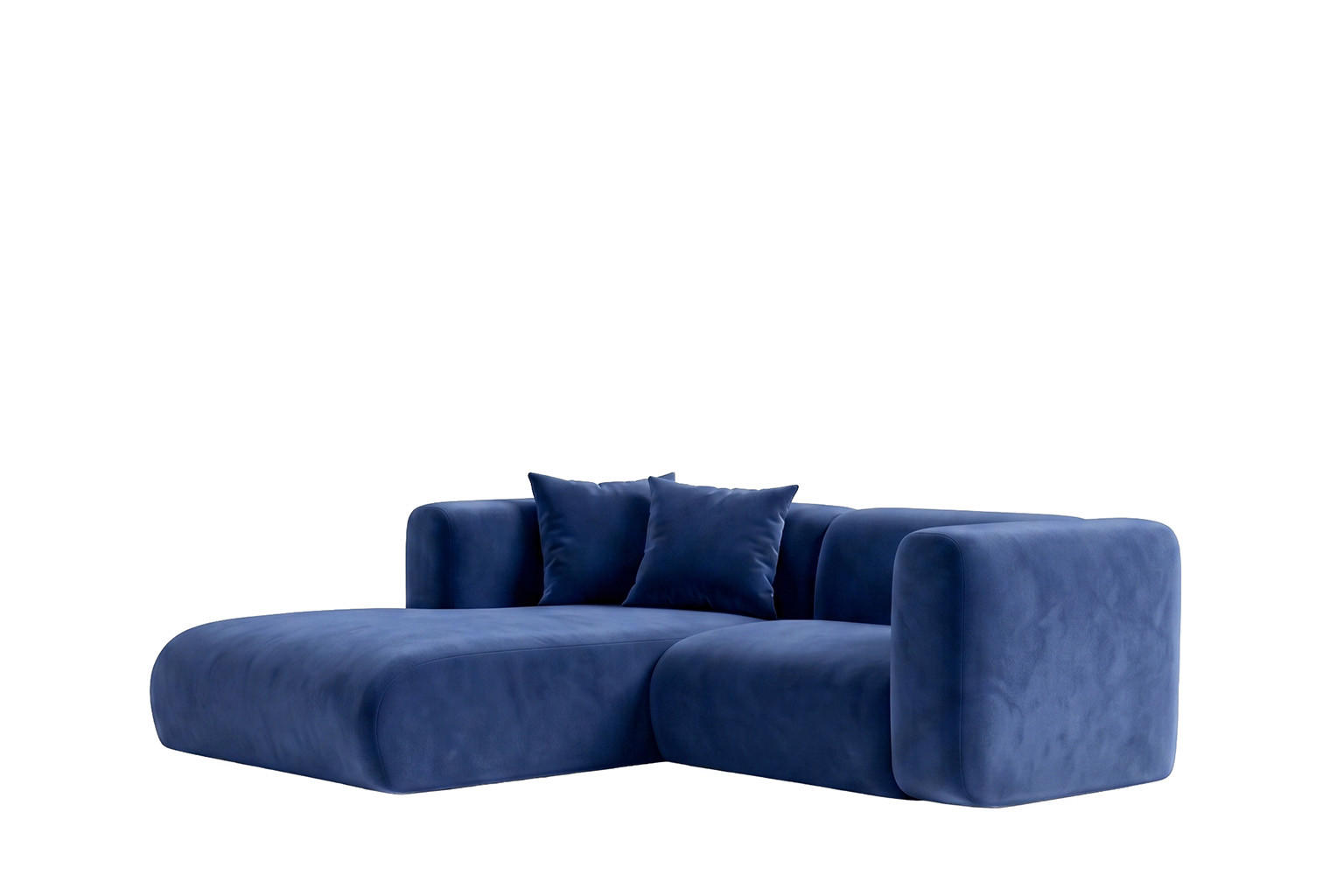 ECKSOFA L-Form mini, Velvet-Stoff Bluvel, Tintenblau, Links, GRETA - Blau, Holz (226/179cm) - Kaiser Möbel