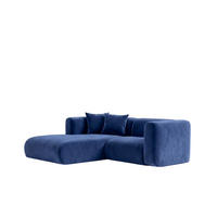 ECKSOFA L-Form mini, Velvet-Stoff Bluvel, Tintenblau, Links, GRETA - Blau, Holz (226/179cm) - Kaiser Möbel