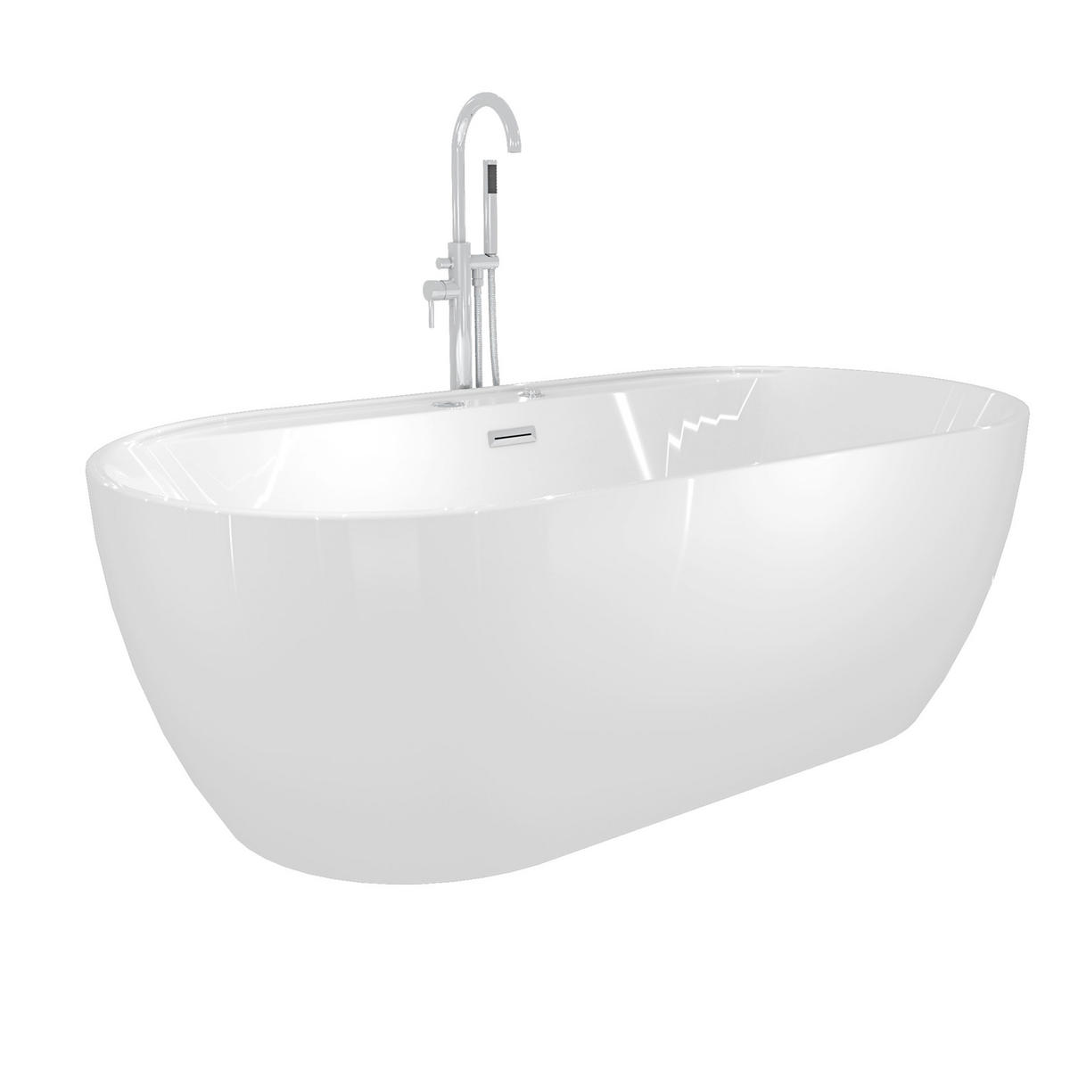 FREISTEHENDE Wanne F29 180x90cm Whirlpool Luft & Wasser Armatur AF02 - Weiß, Glas/Kunststoff (90/58/180cm) - AcquaVapore by Sandra Jentho