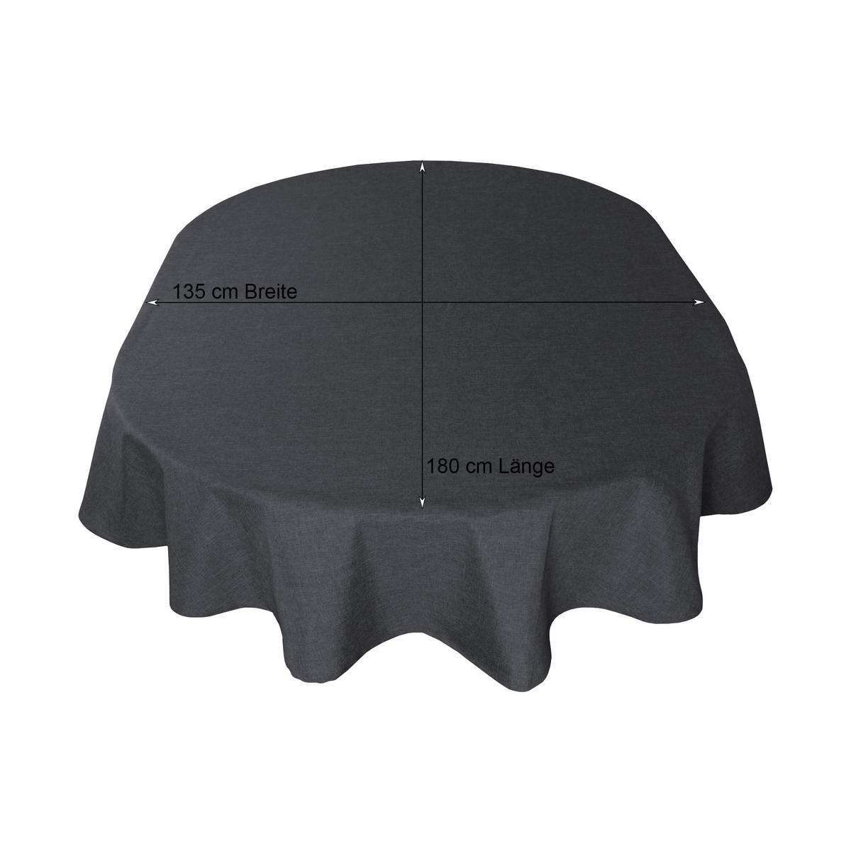 TISCHDECKE Leinenoptik 135/180 cm oval Anthrazit - Anthrazit, Textil (135/180cm) - TiborTex