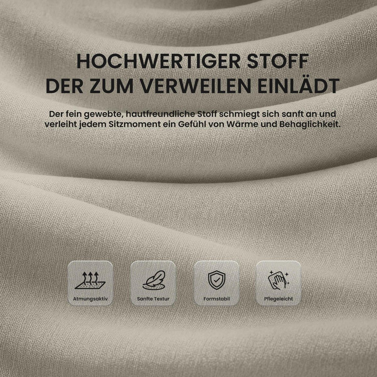 BARHOCKER 2er Set Stoff Creme - Eukalyptusholzfarben/Creme, Holz/Textil (55/99/46cm) - CLP