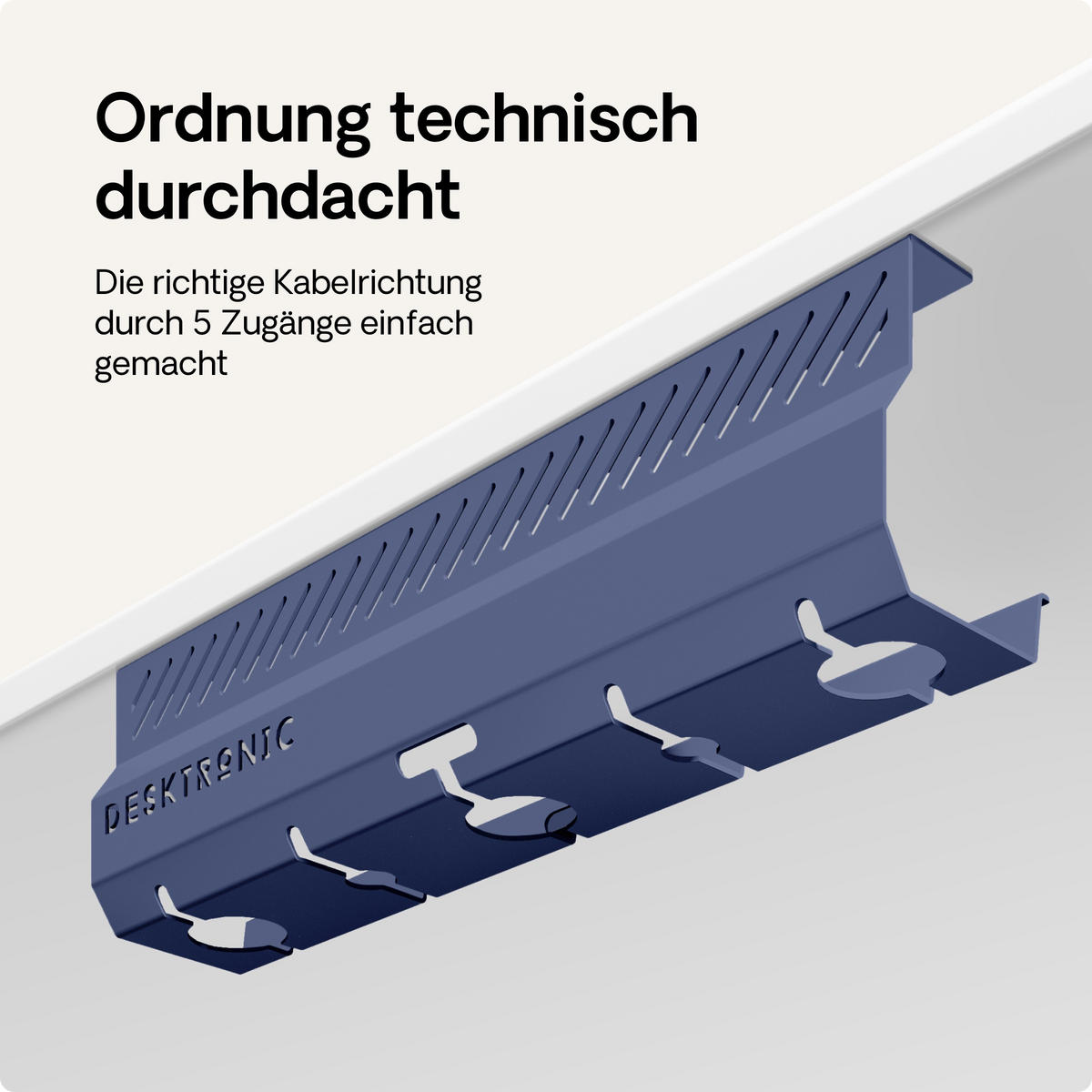 KABELKANAL Schreibtisch Blau, 2x43cm, Hochwertiger Stahl - Blau, Metall (43/12/10cm) - Desktronic