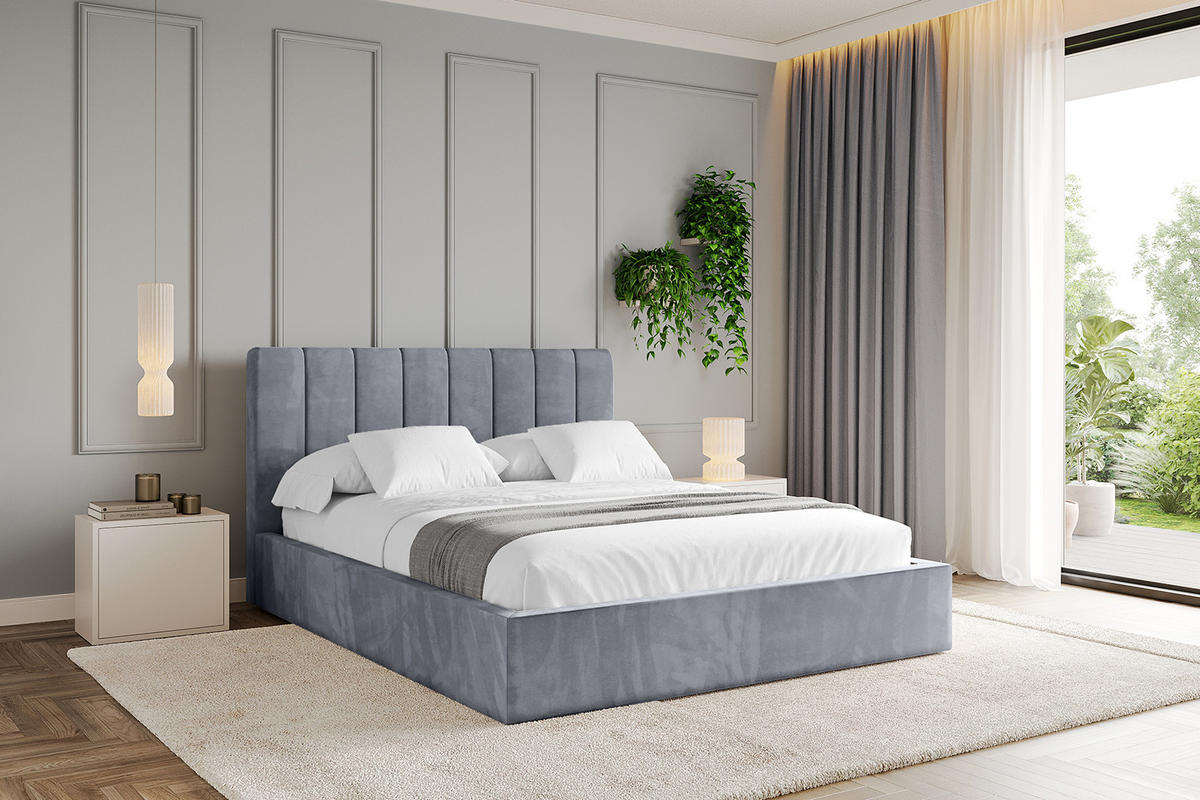 POLSTERBETT mit Bettkasten und Lattenrost, Bett mit Matratze H3/H4 - STERA 160x200 Grau - Grau, Holzwerkstoff/Textil (160/200cm) - ALTDECOR