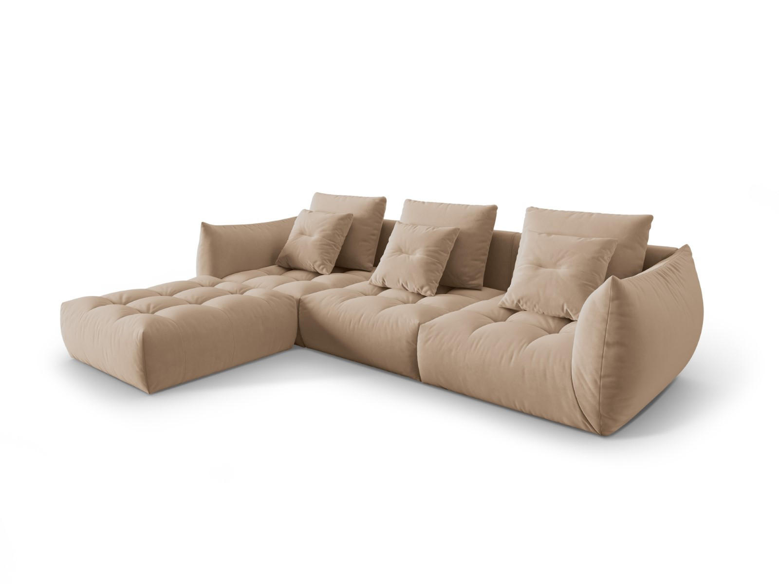 ECKSOFA modular links Bloom aus Samt sandfarben 2 Sitzplätze - Sandfarben, Textil (216/332cm) - Micadoni