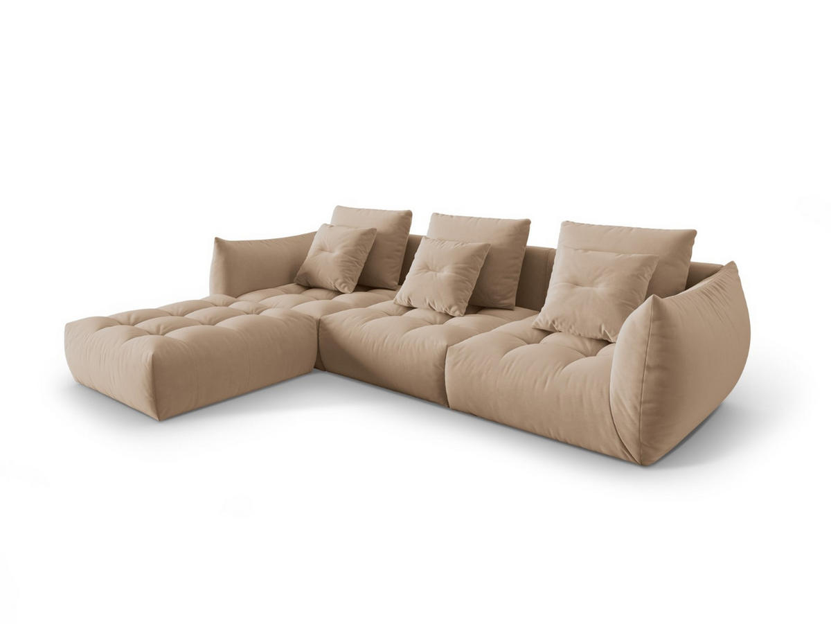 ECKSOFA modular links Bloom aus Samt sandfarben 2 Sitzplätze - Sandfarben, Textil (216/332cm) - Micadoni
