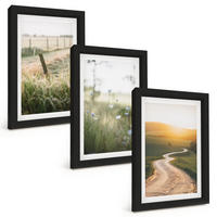 BILDER SET 3er Set - 20x30 cm Schwarzer Rahmen - Landschaftswiesenstraße West - Schwarz, Kunststoff (20/30cm) - TULUP