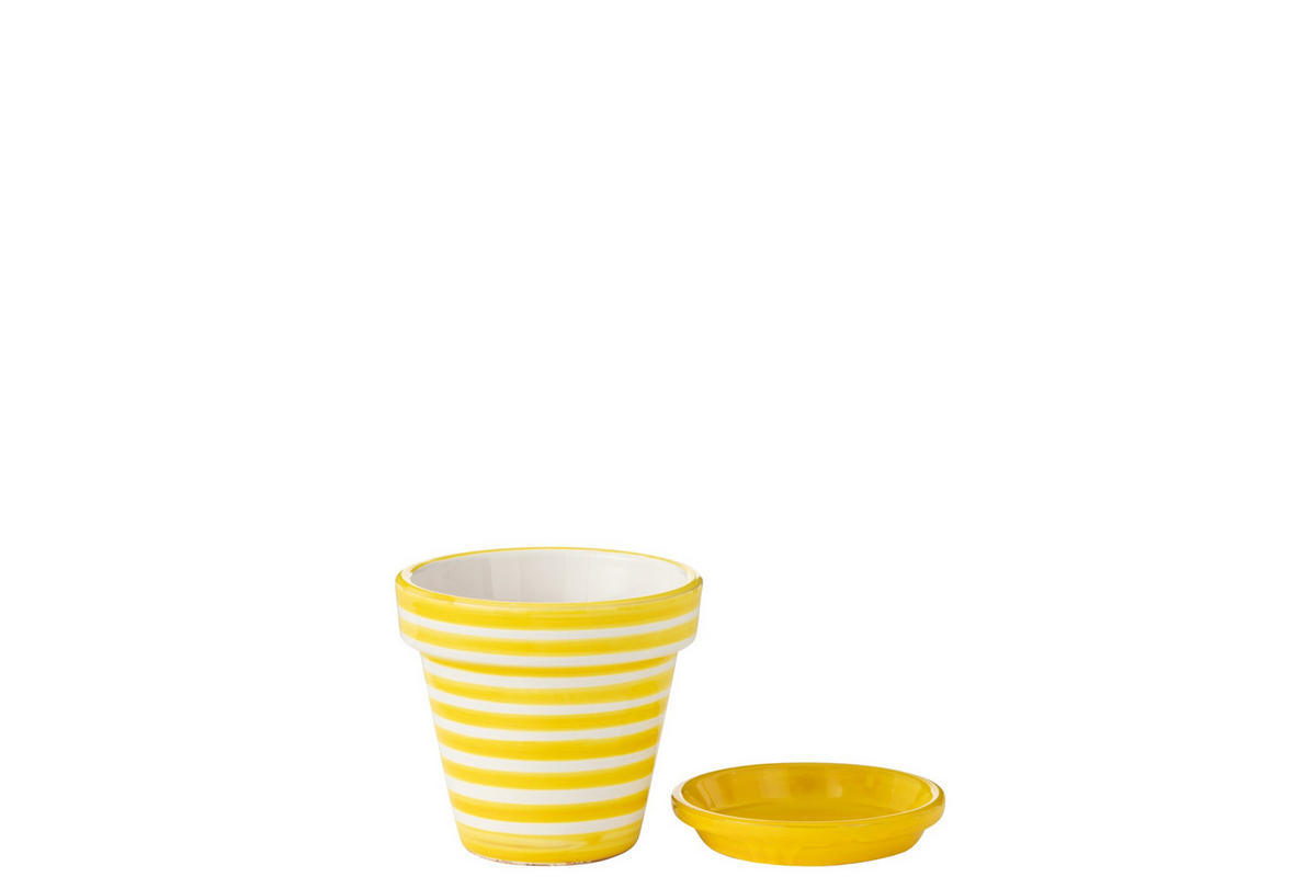 BLUMENTOPF GRANADA STRIPES - Töpferei - Gelb - S - Ø 21 cm - Multicolor, Keramik (21/19cm) - J-Line