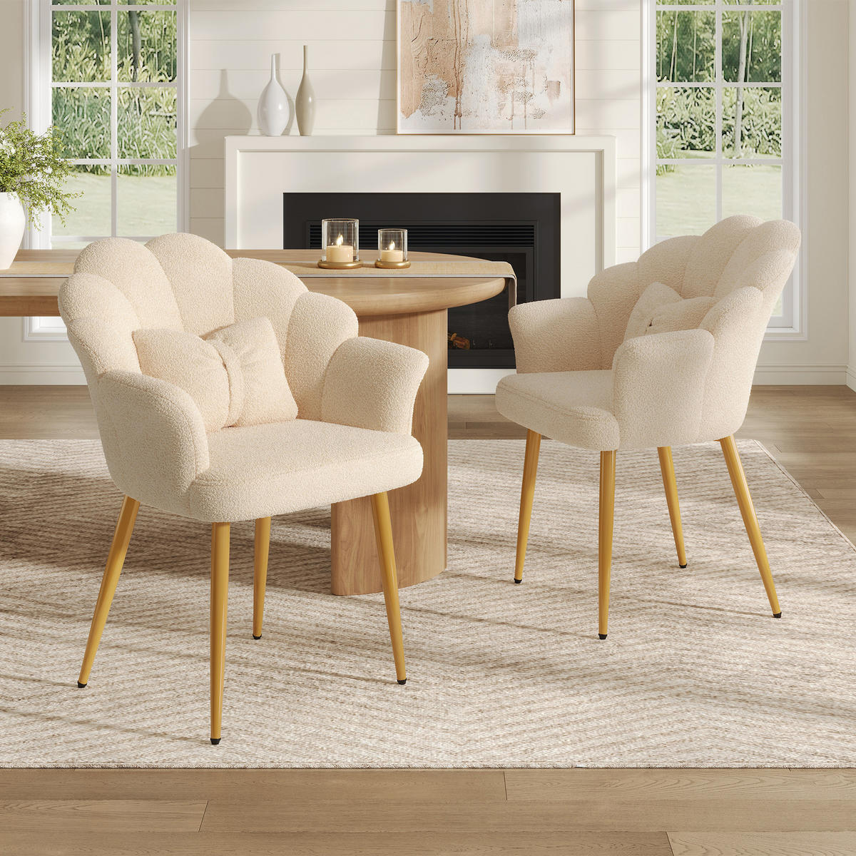 ARMLEHNSTUHL-SET 2 Stück, Blütenblatt-Design, DE-42136, Rosa - Beige, Holzwerkstoff (65.5/85/64cm) - ComfortXL