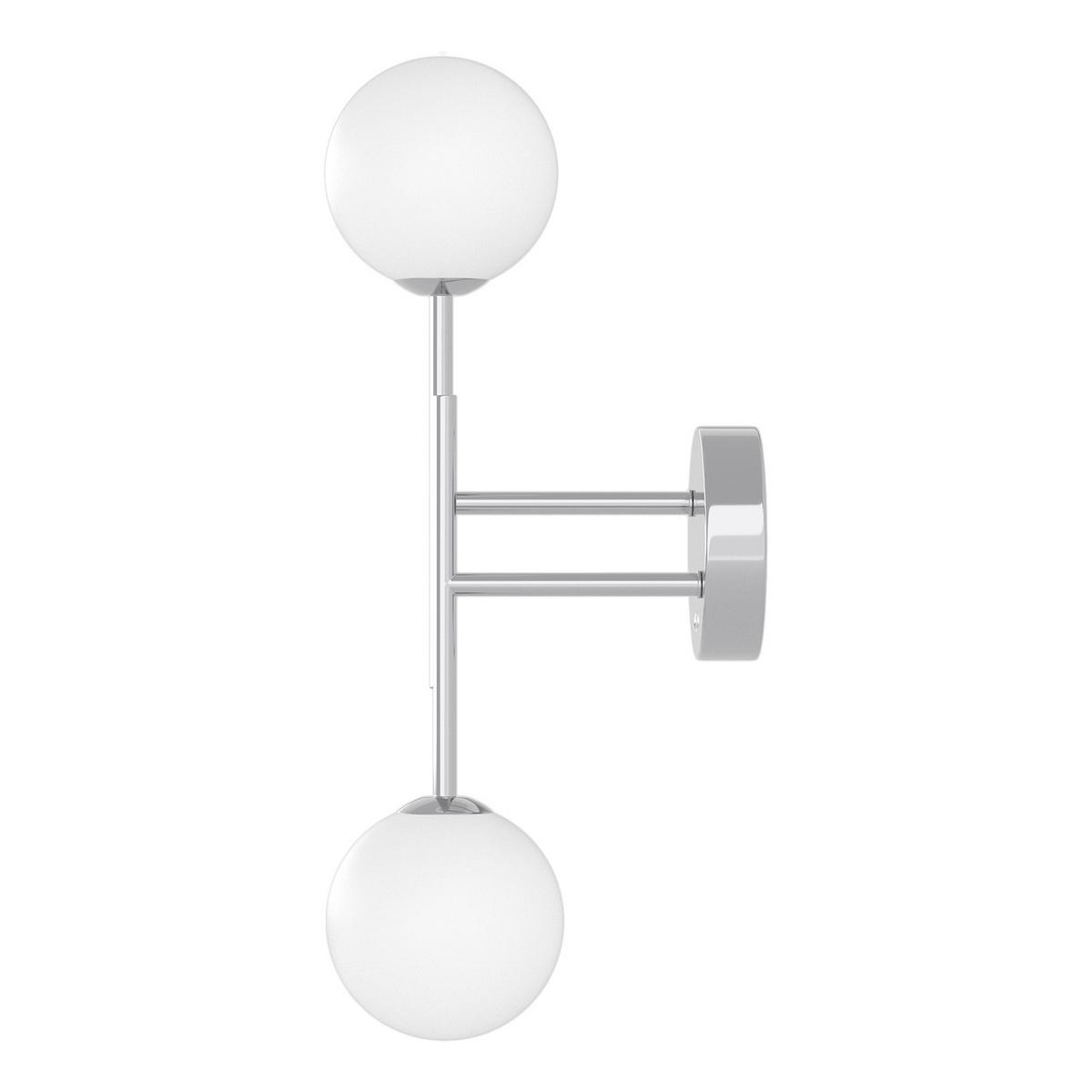 AKKU-WANDLEUCHTE - Dimmbar - 2-flammig - Chromfarben/Weiß, Glas/Metall (18/50/22cm) - home24