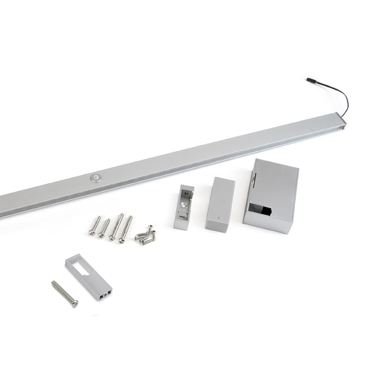 GARDEROBENSTANGE mit LED-Licht Castor, mit abnehmbarer Batterie und Bewegungssensor, L1.158mm, Kunststoff und Aluminium, Metallisch grau - Dunkelgrau, Kunststoff (10.5/7/115.8cm) - EMUCA