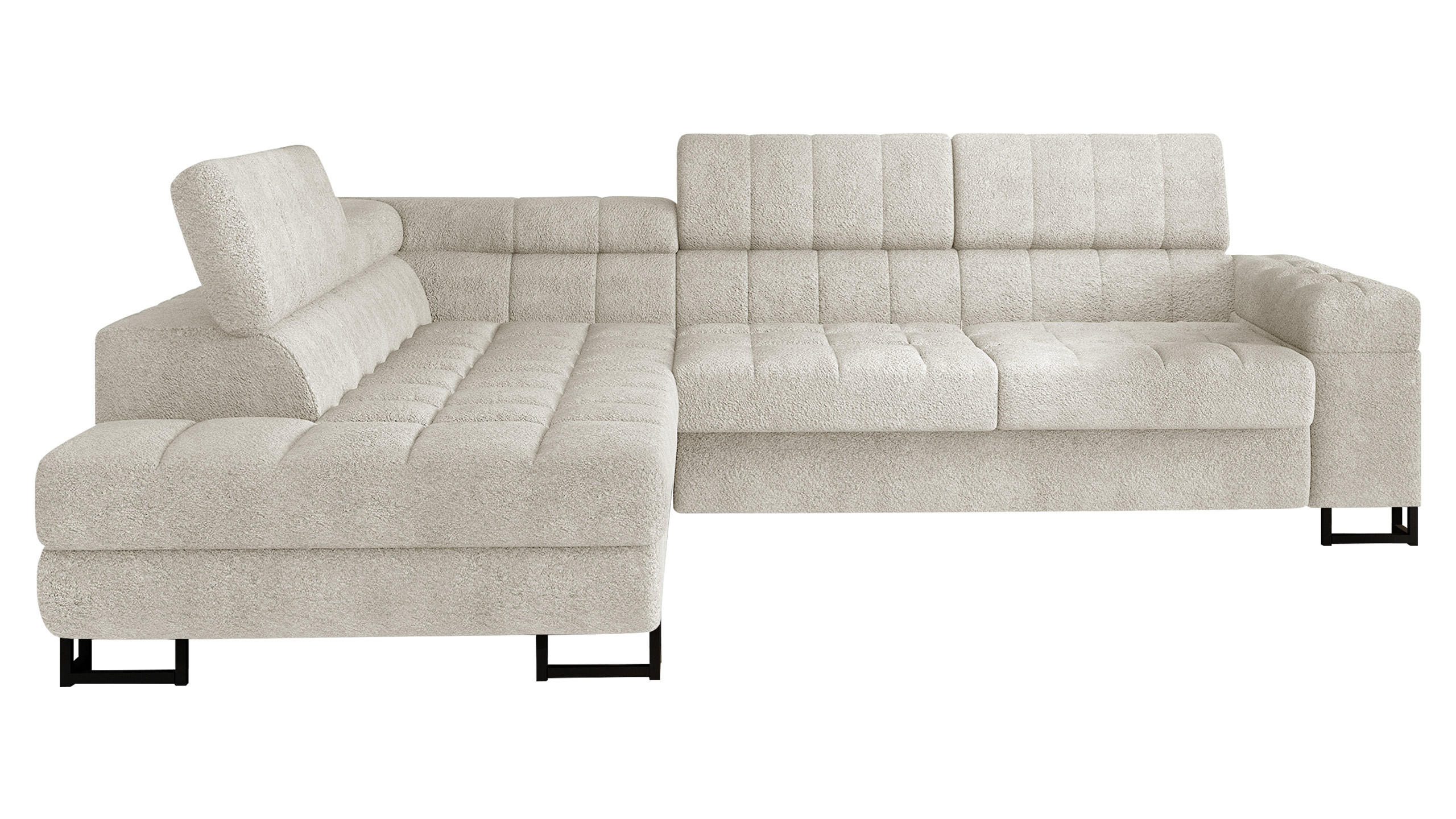ECKSOFA Laris, Seite: Links - Creme/Schwarz, Holz/Textil (271/203cm) - MIRJAN24
