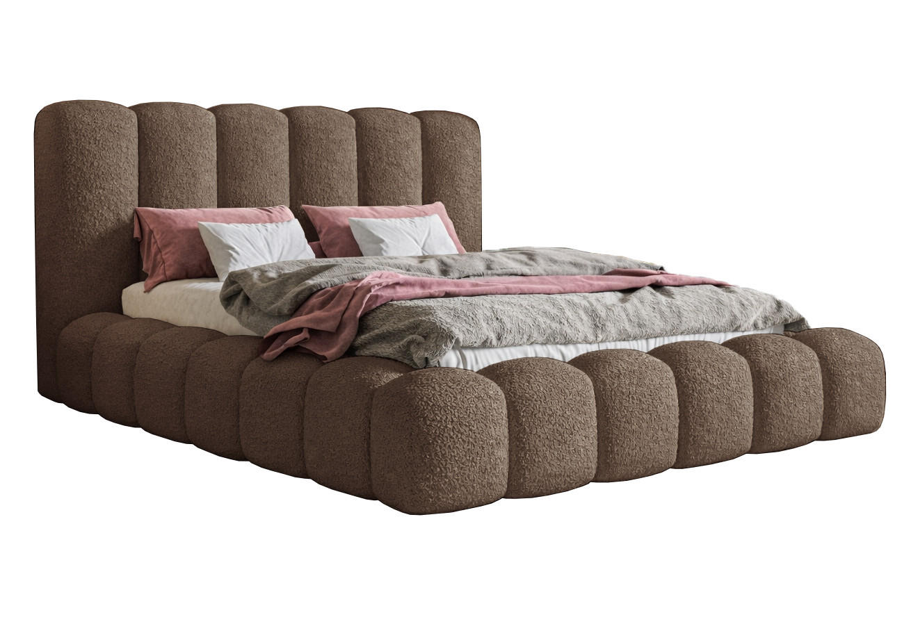 POLSTERBETT 180x200 Madeno mit Bettkasten, Boucle, Braun - Braun, Holz/Textil (180/200cm) - Emporius