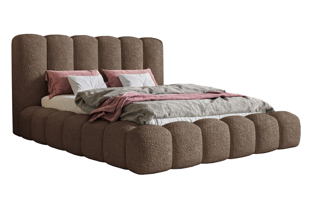 POLSTERBETT 180x200 Madeno mit Bettkasten, Boucle, Braun - Braun, Holz/Textil (180/200cm) - Emporius