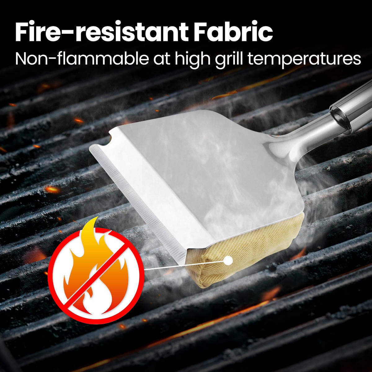2-IN-1 Grillbürste aus Edelstahl, BBQ-Reiniger, austauschbar, robust - Gelb, Metall (7cm) - Gourmet Easy