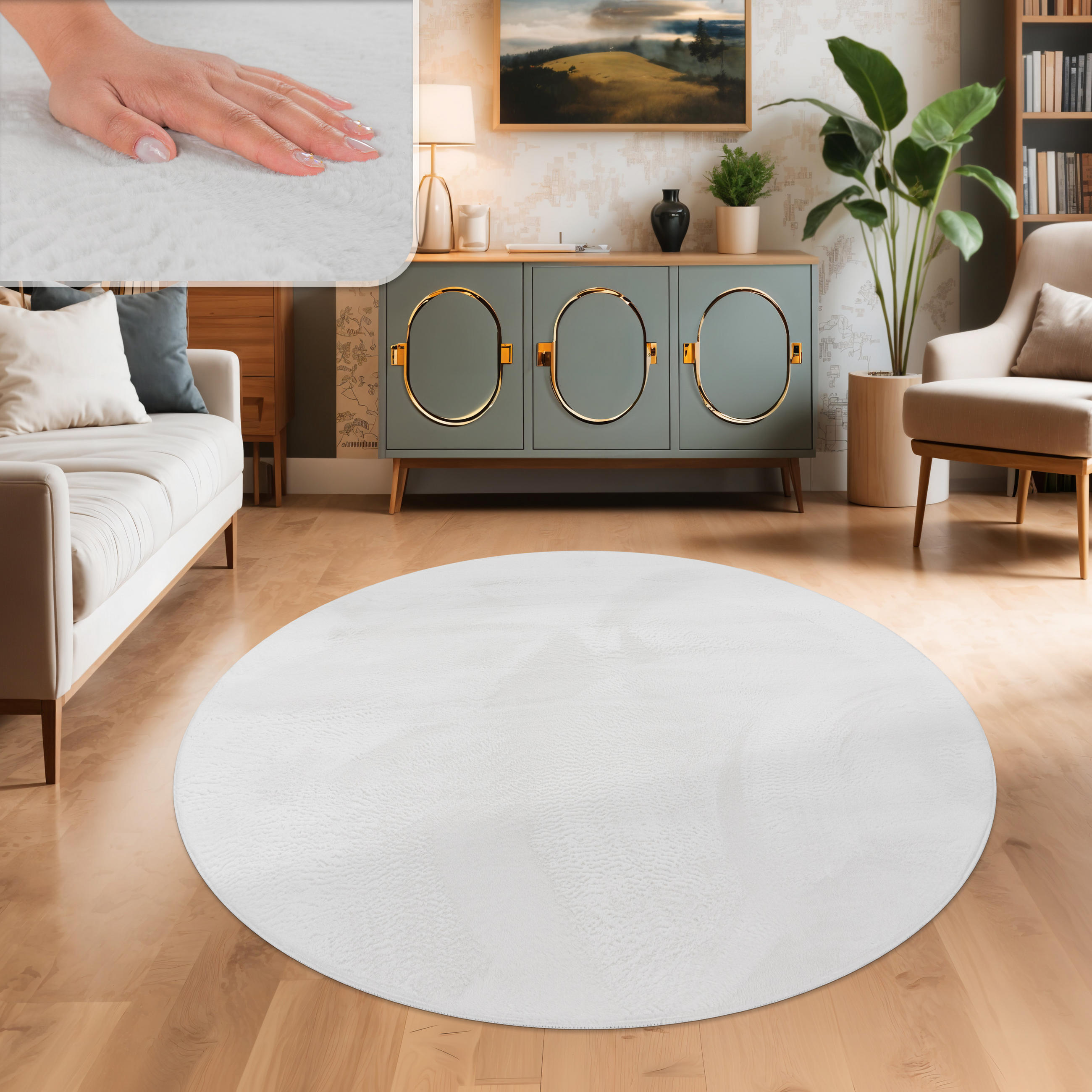 HOCHFLORTEPPICH 100/100 cm Soft 380 - Weiß, Textil (100/100cm) - Paco Home